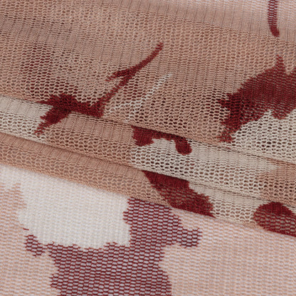 Blush, White and Red Floral Shadows Silk Tulle Full