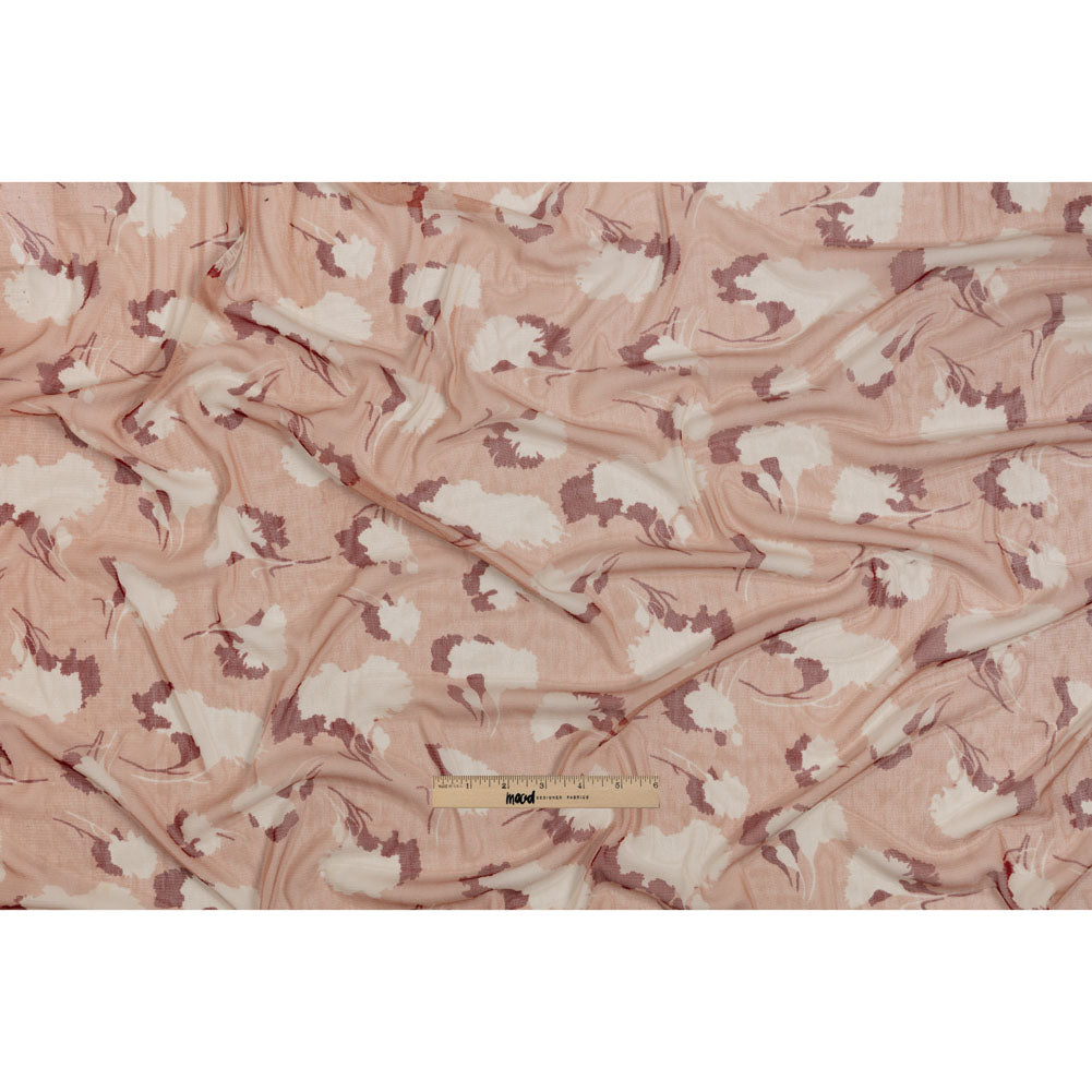 Blush, White and Red Floral Shadows Silk Tulle Drape