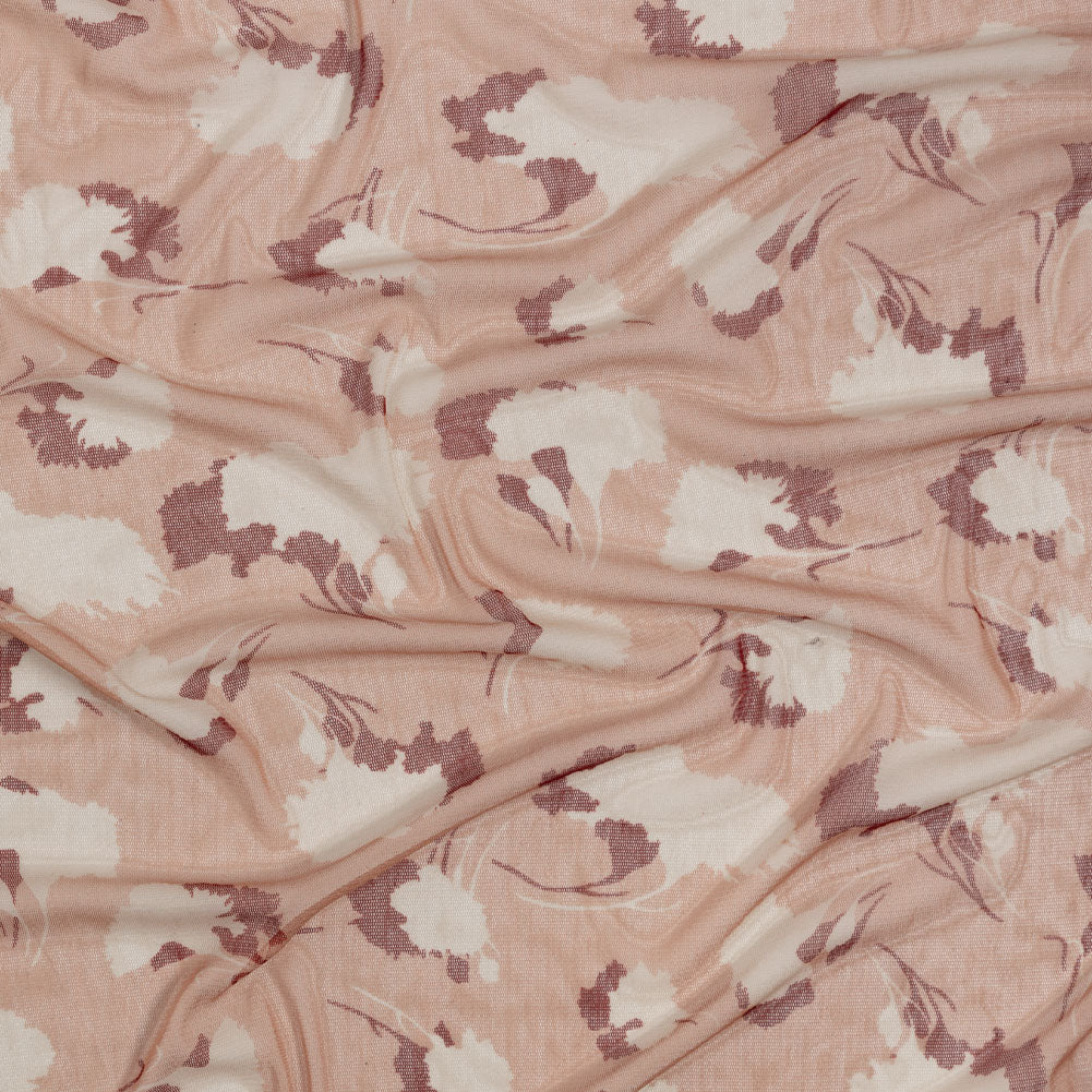 Blush, White and Red Floral Shadows Silk Tulle