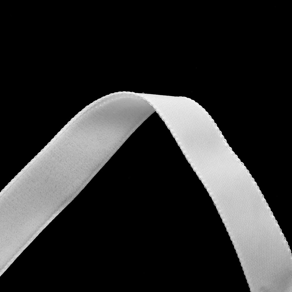 0.625" White Nylon Velvet Ribbon Detail