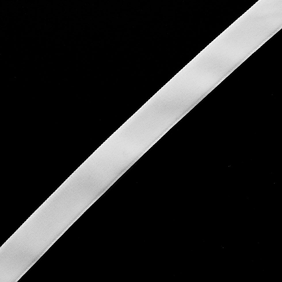 0.625" White Nylon Velvet Ribbon