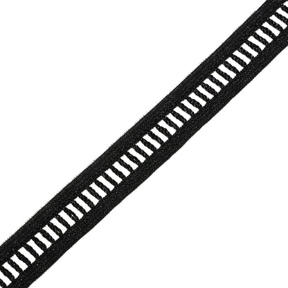 Black Vertical Ties Lace Trim - 0.5" Folded