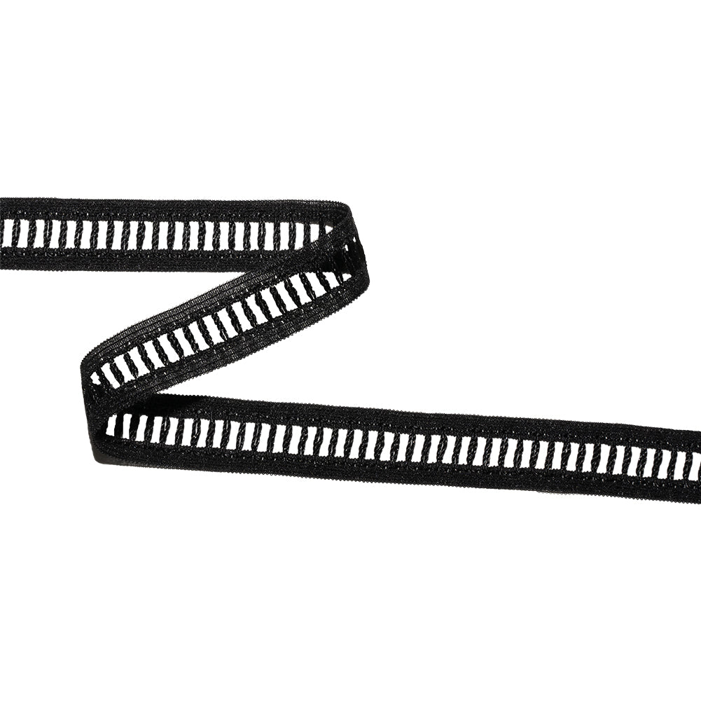 Black Vertical Ties Lace Trim - 0.5"