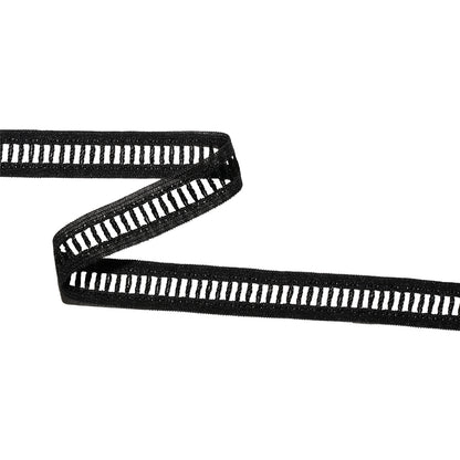 Black Vertical Ties Lace Trim - 0.5"