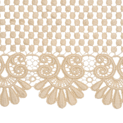 Beige Dots and Fancy Borders Scalloped Cotton Venise Lace Trim - 18" Detail