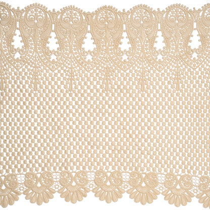 Beige Dots and Fancy Borders Scalloped Cotton Venise Lace Trim - 18"