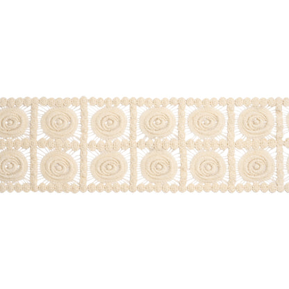 Natural Swirling Circles in Squares Cotton Venise Lace Trim - 4"
