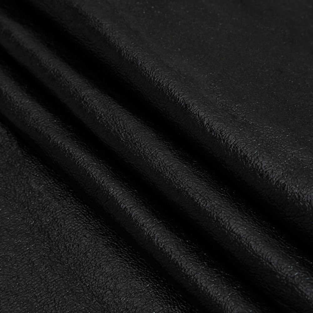 Textured Faux Leather - Metallic Black - Ileana Collection - Folded