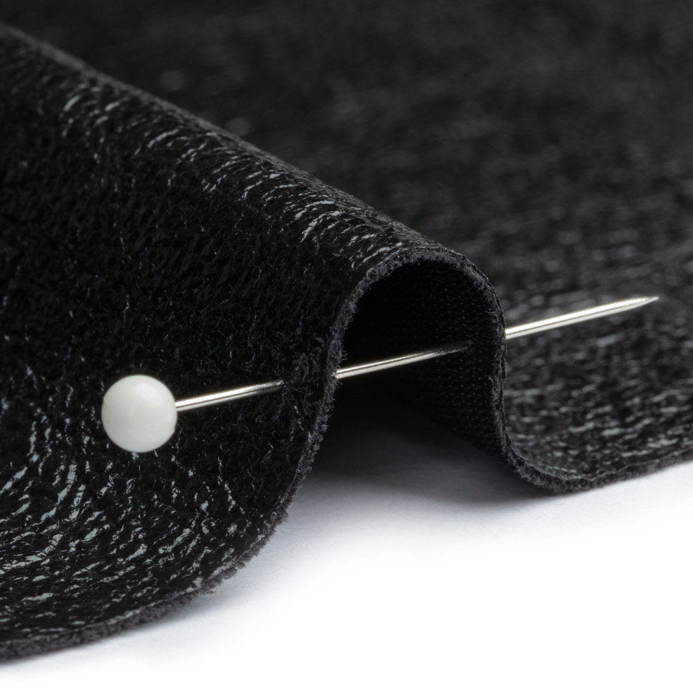 Textured Faux Leather - Metallic Black - Ileana Collection - Detail