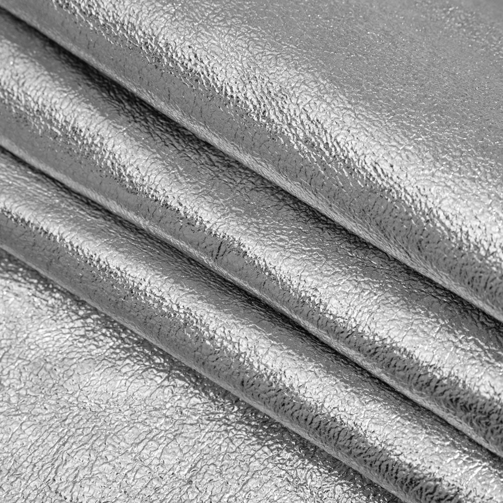 Textured Faux Leather - Metallic Silver - Ileana Collection - Folded