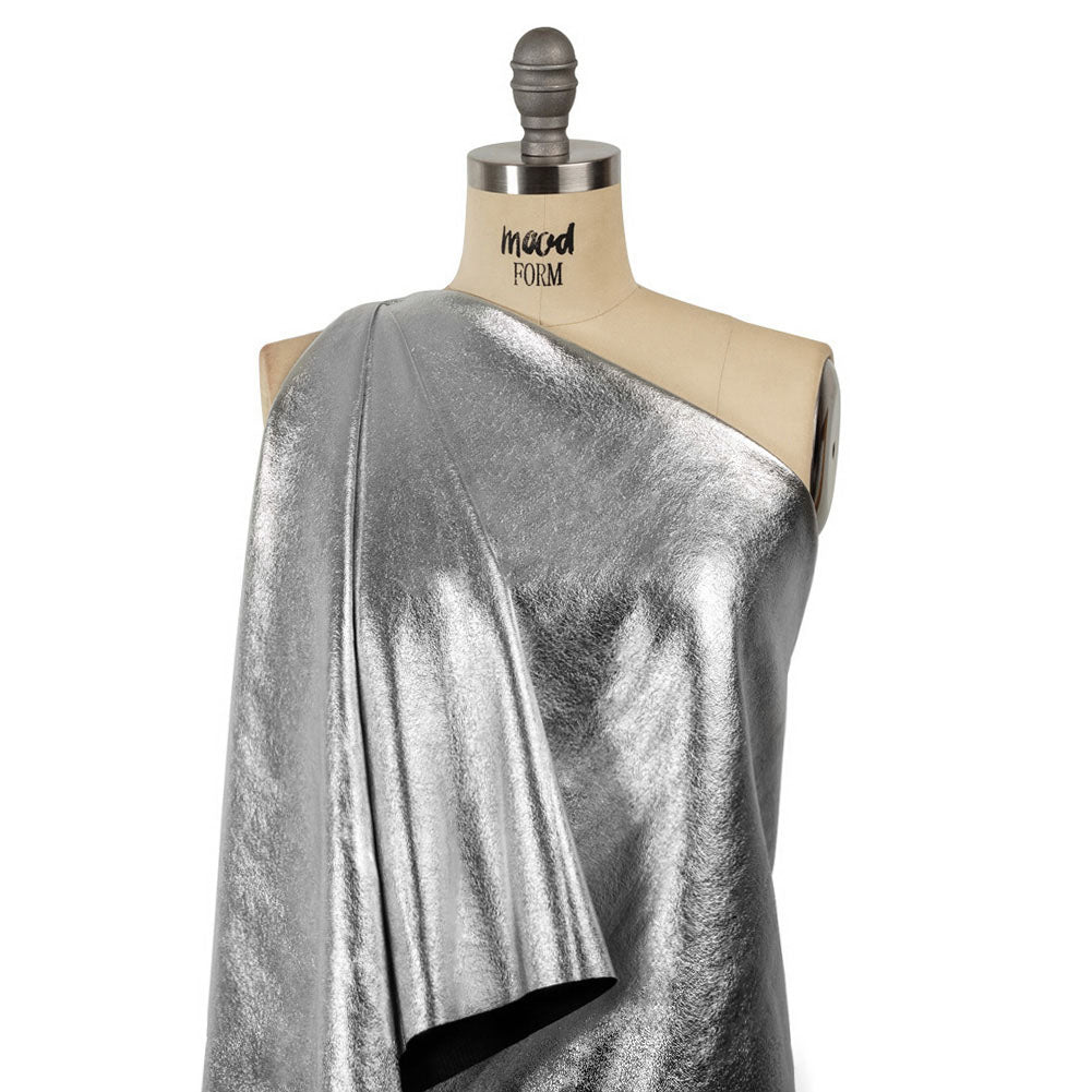 Textured Faux Leather - Metallic Silver - Ileana Collection - Drape