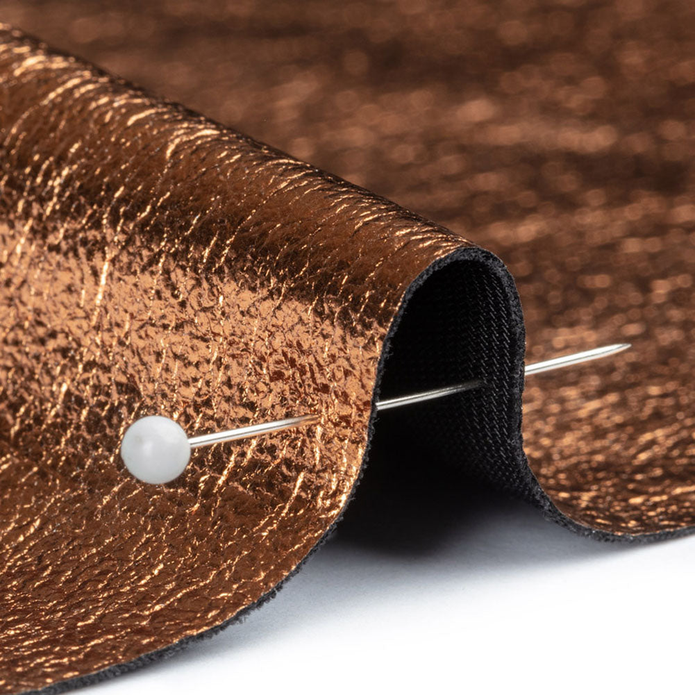 Textured Faux Leather - Metallic Copper - Ileana Collection - Detail