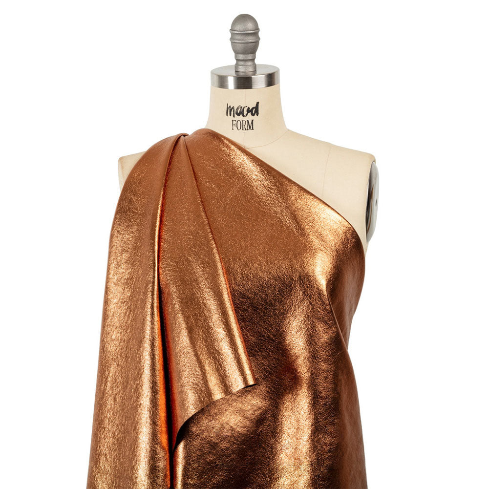 Textured Faux Leather - Metallic Copper - Ileana Collection - Drape