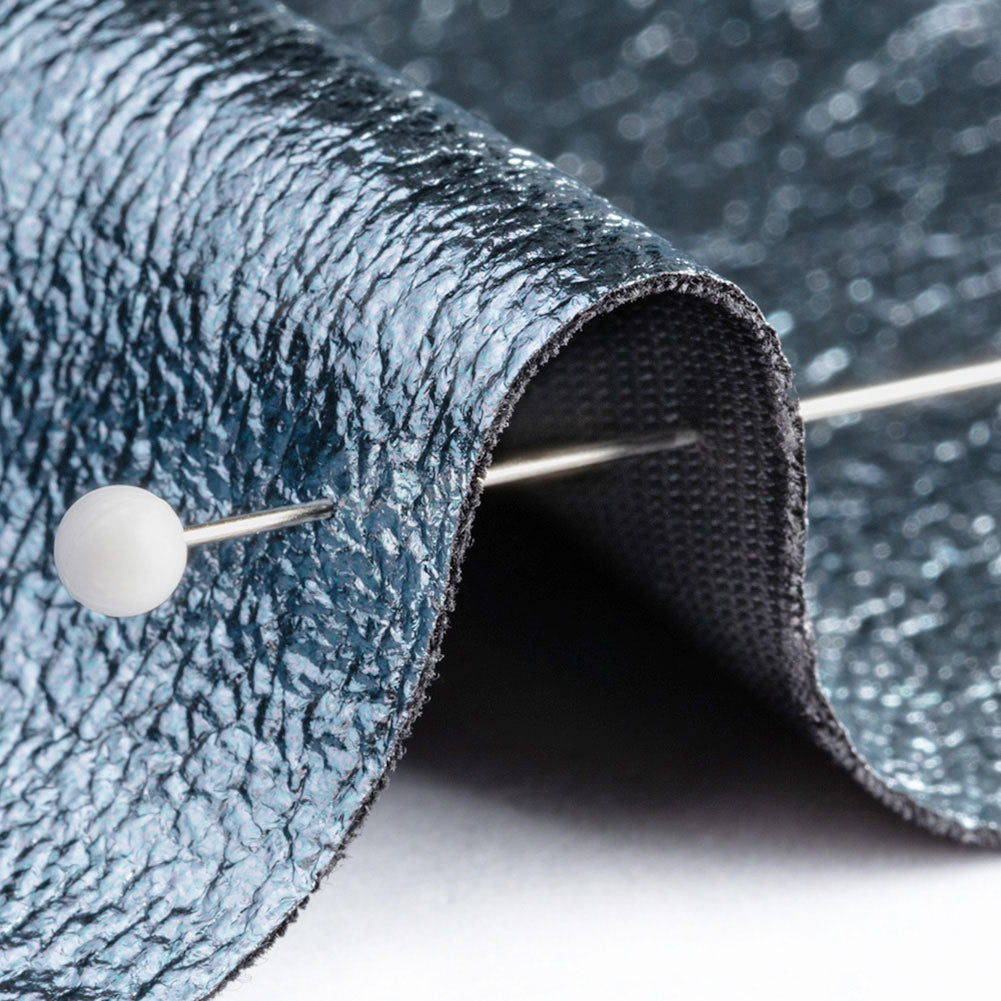 Textured Faux Leather - Metallic Graphite - Ileana Collection - Detail
