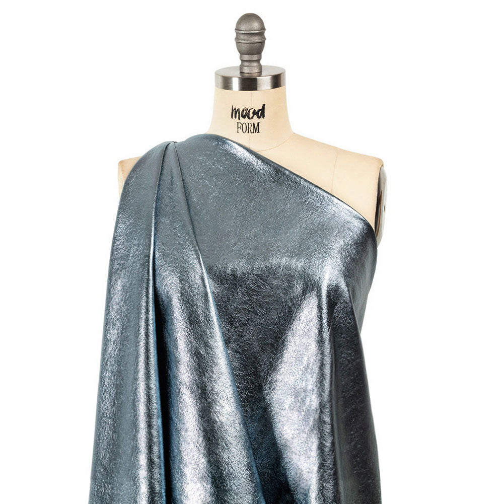 Textured Faux Leather - Metallic Graphite - Ileana Collection - Drape