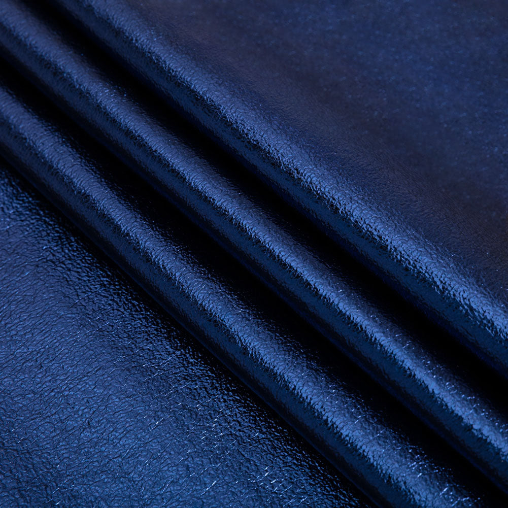 Textured Faux Leather - Metallic Navy - Ileana Collection - Folded