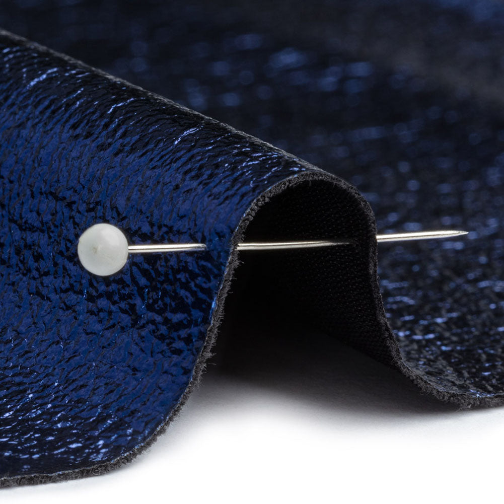 Textured Faux Leather - Metallic Navy - Ileana Collection - Detail
