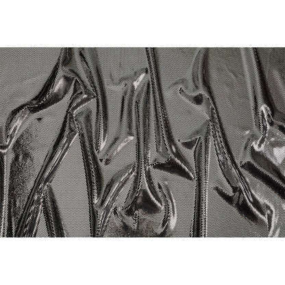 Stretch Polyester Velour with Crystal Foiled Polka Dots - Black and Silver