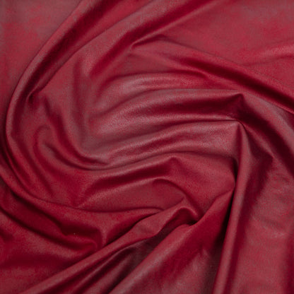 Faux Leather Foil Stretch Polyester Knit - Red Cloud Textured - Vanessa Collection