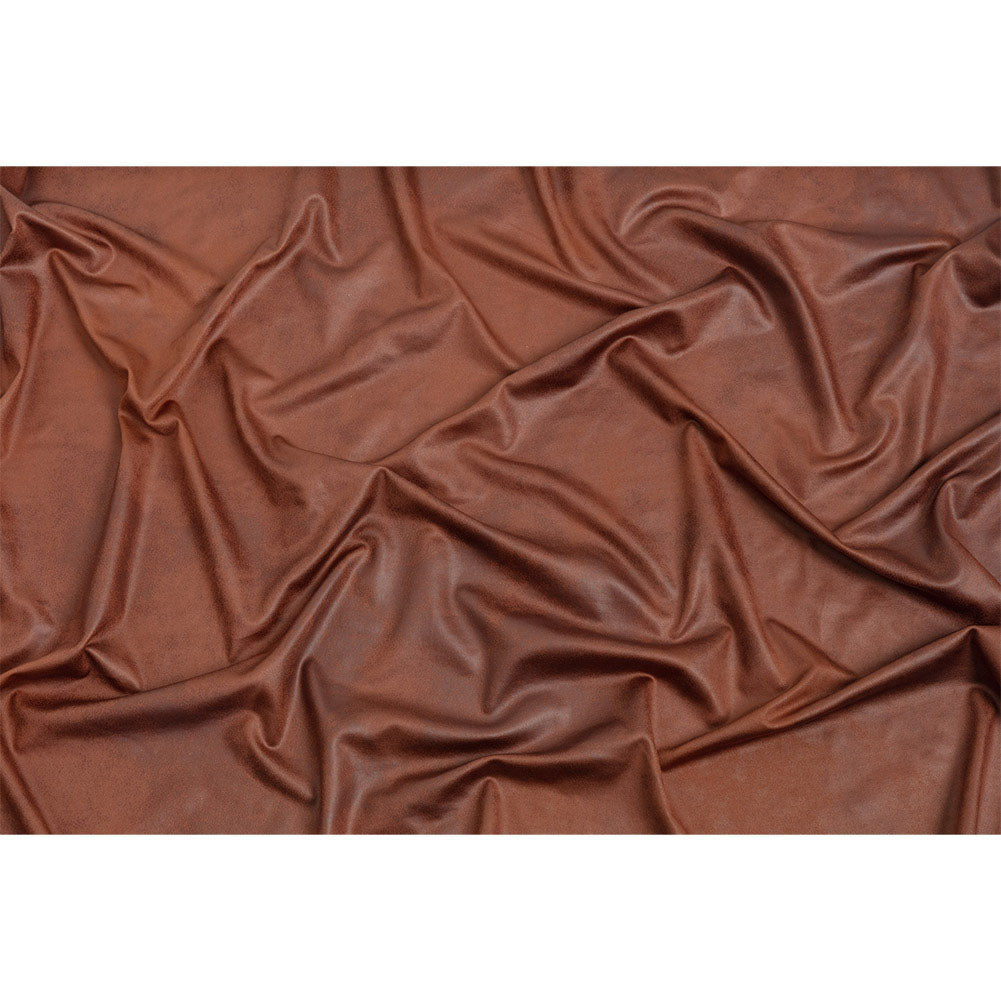 Faux Leather Foil Stretch Polyester Knit - Warm Brown Cloud Textured - Vanessa Collection - Full