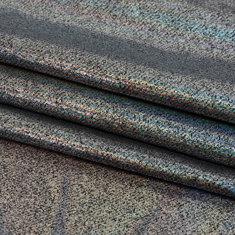 Silver Holographic Foiled Stretch Polyester Jersey - Folded