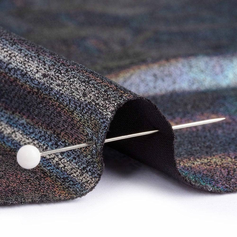 Silver Holographic Foiled Stretch Polyester Jersey - Detail