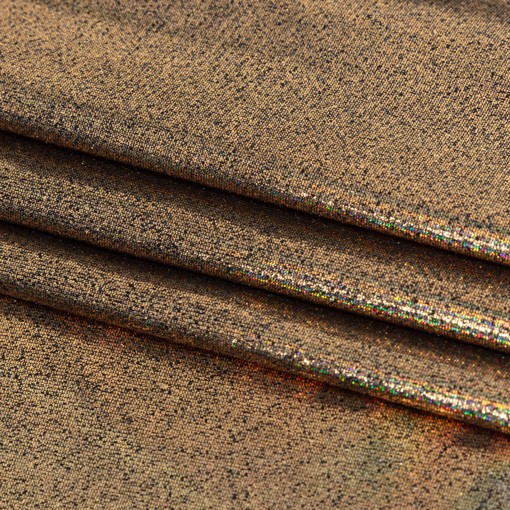 Gold Holographic Foiled Stretch Polyester Jersey - Folded