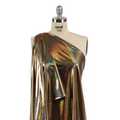 Gold Holographic Foiled Stretch Polyester Jersey