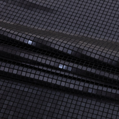 Squares Foiled Stretch Polyester Knit - Charcoal and Metallic Black - Heidi Collection