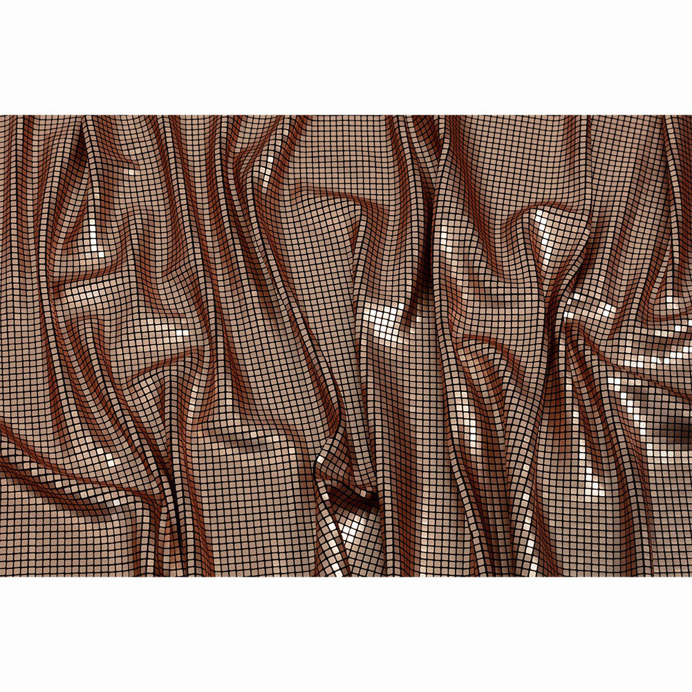 Squares Foiled Stretch Polyester Knit - Gold and Metallic Black - Heidi Collection - Full