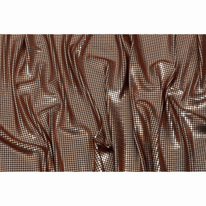 Squares Foiled Stretch Polyester Knit - Gold and Metallic Black - Heidi Collection
