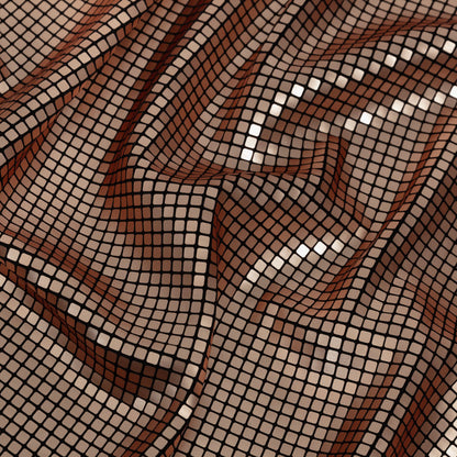 Squares Foiled Stretch Polyester Knit - Gold and Metallic Black - Heidi Collection