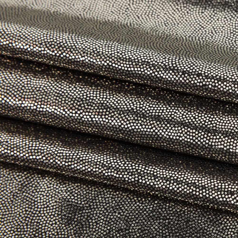 White Gold Tiny Dots Foiled Stretch Polyester Jersey Folded