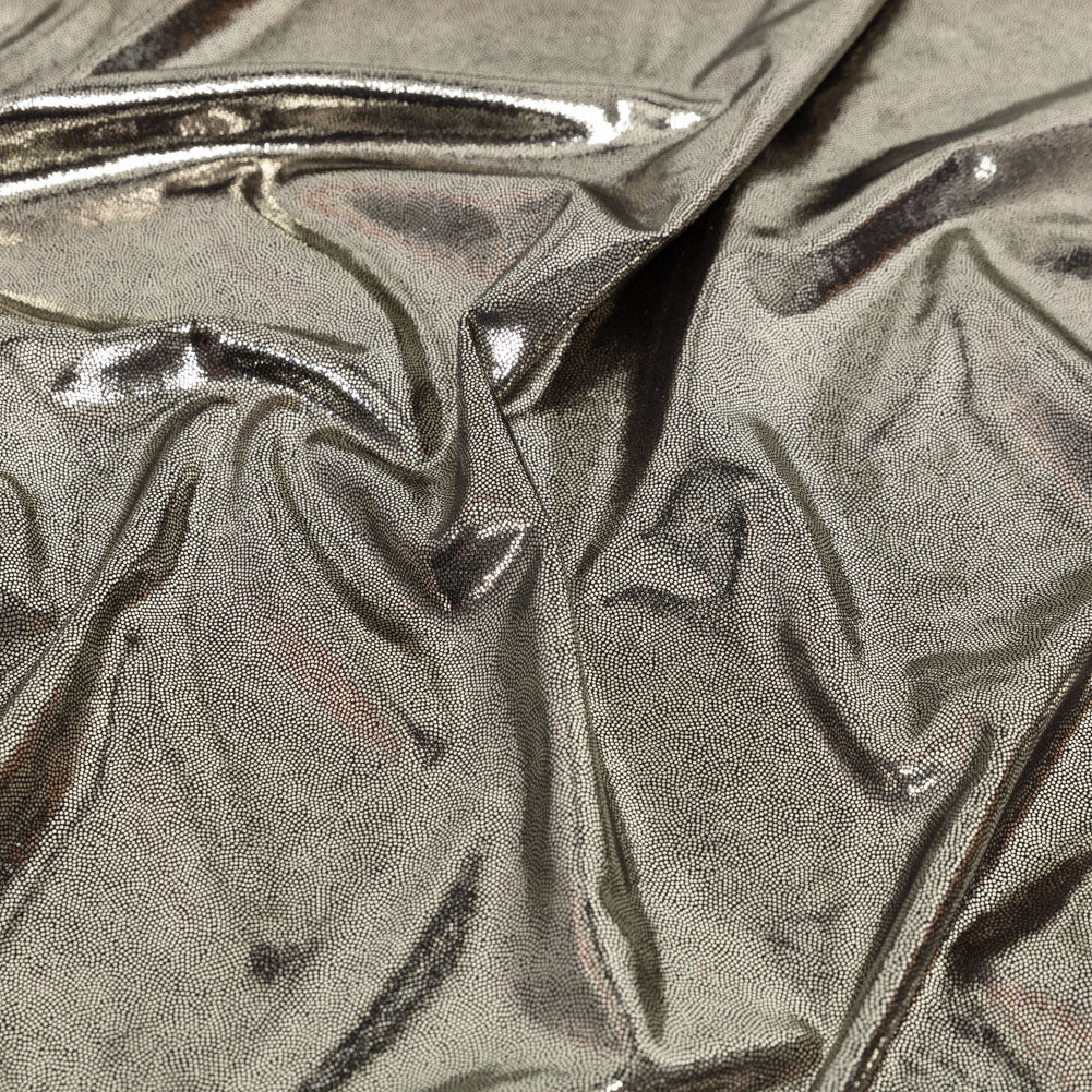 White Gold Tiny Dots Foiled Stretch Polyester Jersey