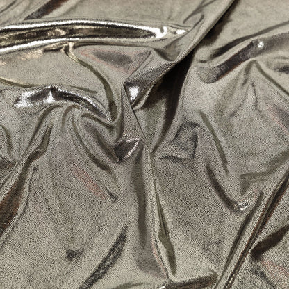 White Gold Tiny Dots Foiled Stretch Polyester Jersey