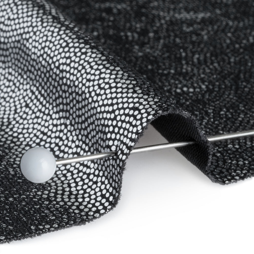 Silver Tiny Dots Foiled Stretch Polyester Jersey Detail