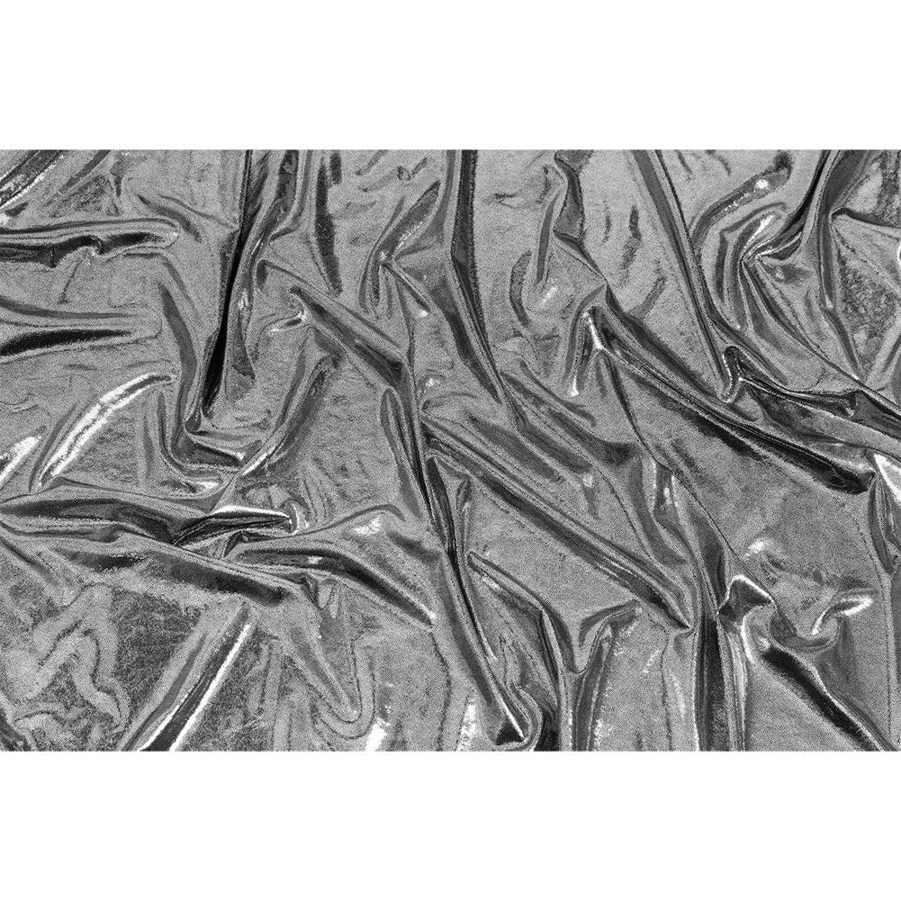 Silver Tiny Dots Foiled Stretch Polyester Jersey Full