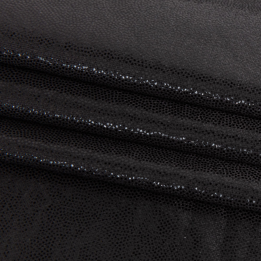 Black Tiny Dots Foiled Stretch Polyester Jersey Folded