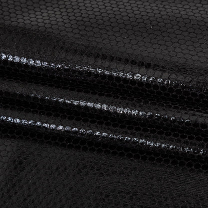 Black Dense Polka Dots Foiled Stretch Polyester Knit
