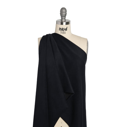 Stretch Cotton and Nylon Twill French Terry Knit - Black and Midnight Drape