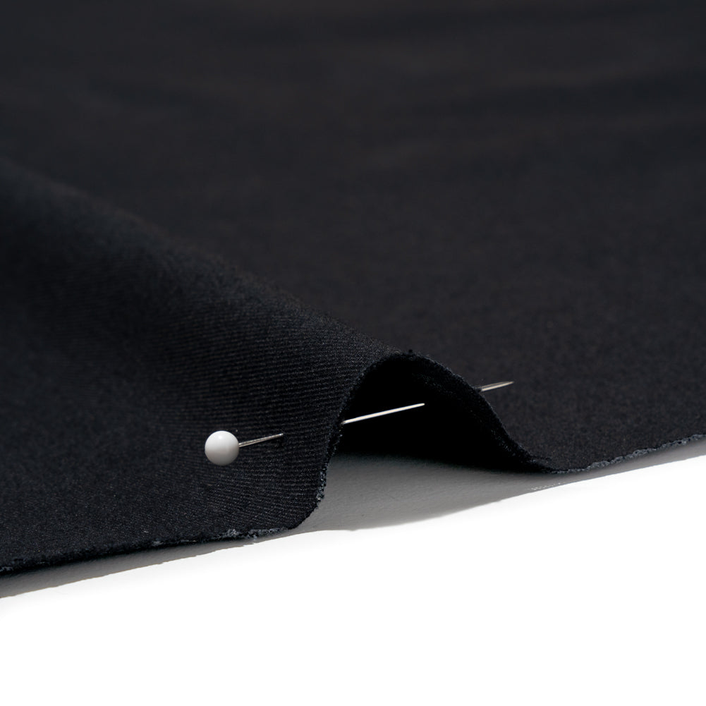 Carbon Brushed Stretch Khaki Twill - Black - Averill Collection - Detail