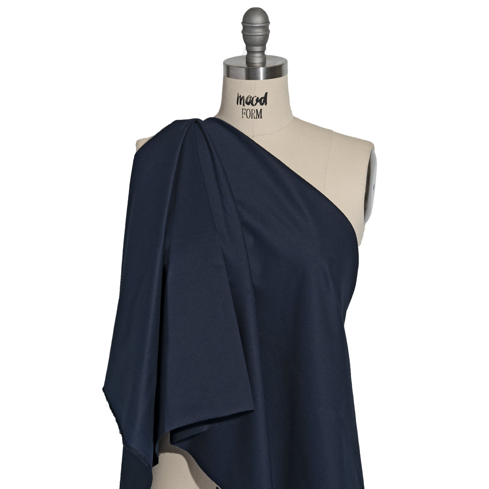 Carbon Brushed Stretch Khaki Twill - Navy - Averill Collection - Drape