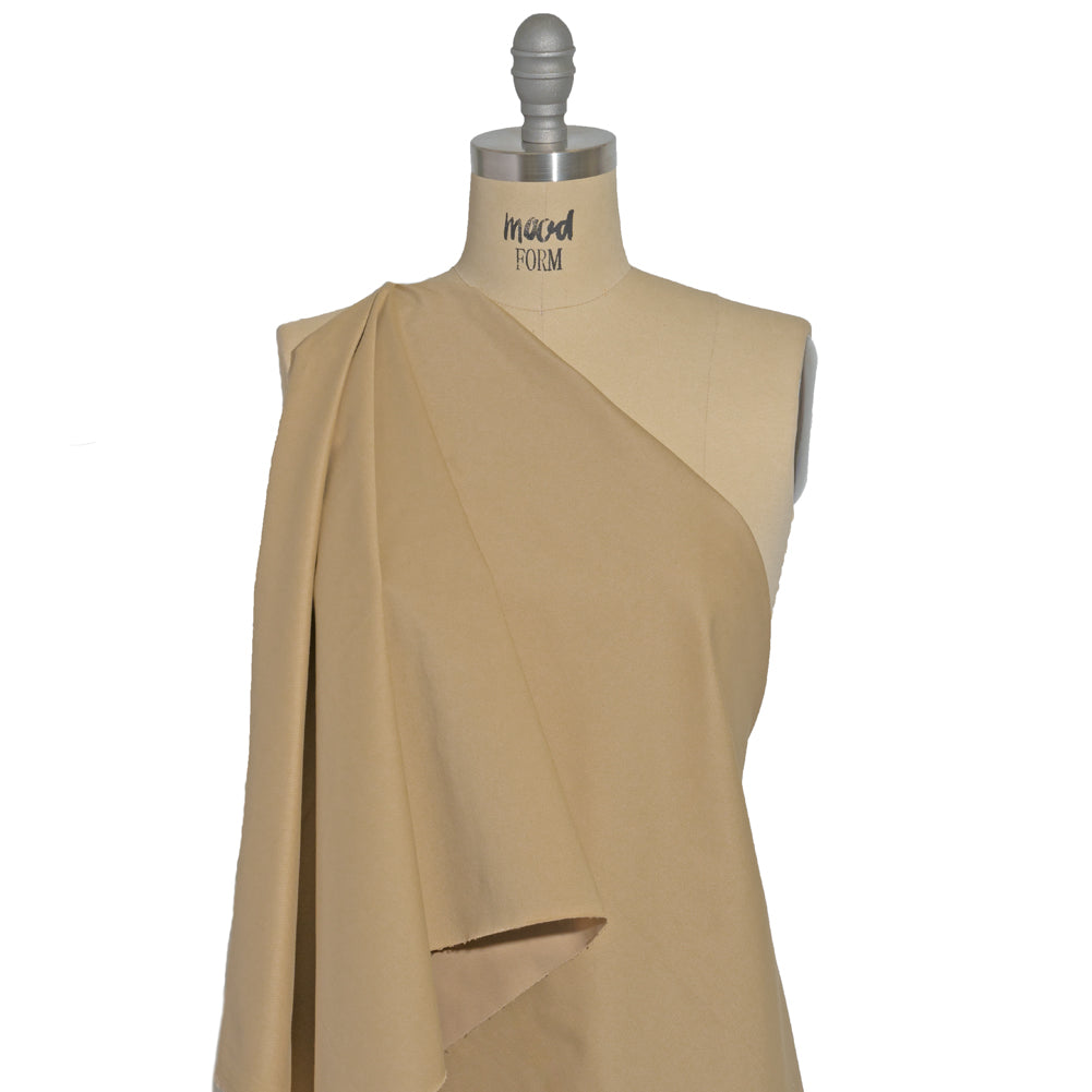 Carbon Brushed Stretch Khaki Twill - Beige - Averill Collection - Drape