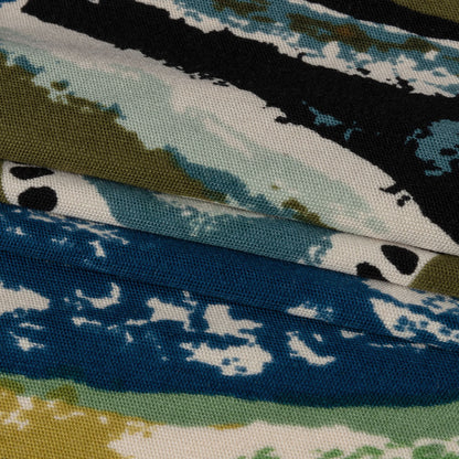 Blue, Olive and Black Abstract Maps Silk Jersey Full