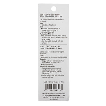 Dritz White Lingerie Elastic - 2 Sizes Detail