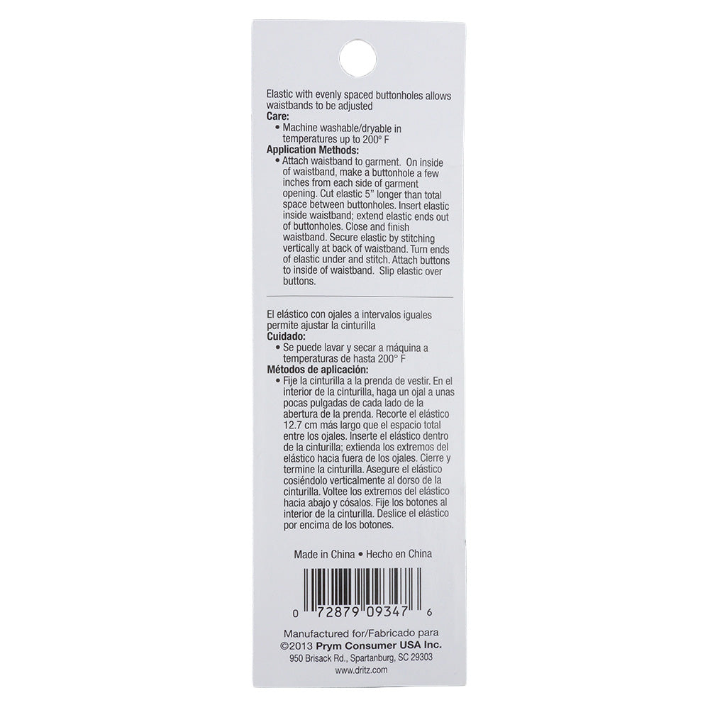 Dritz White Button Hole Elastic - 5/8 in x 1 yd Detail