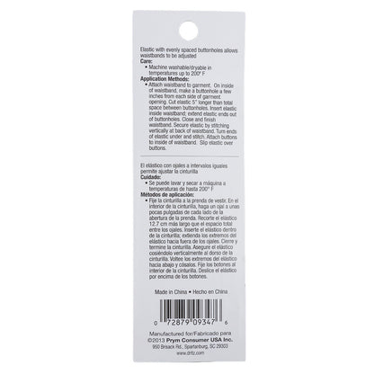 Dritz White Button Hole Elastic - 5/8 in x 1 yd Detail