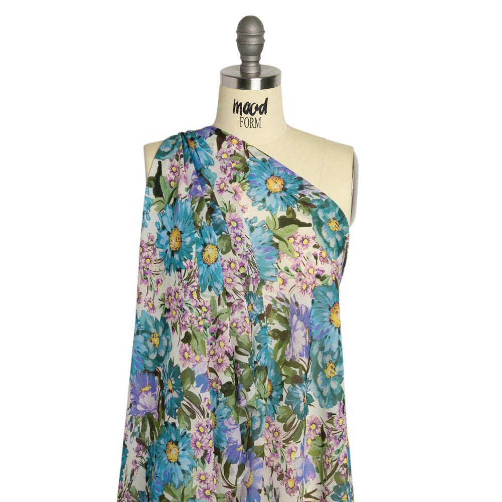 Mood Exclusive White Rhapsody in Bloom Viscose Georgette Drape