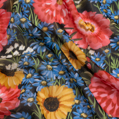 Mood Exclusive Black Floral Trove Viscose Georgette