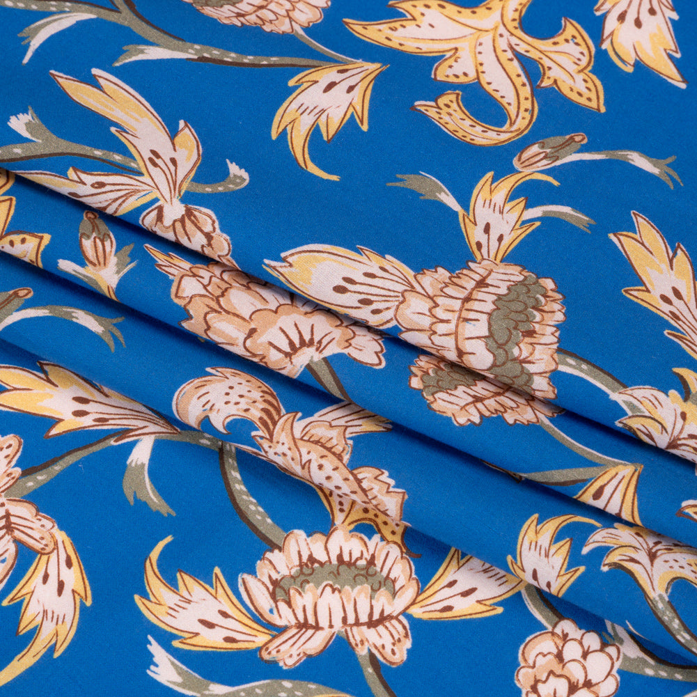 Cotton Voile Print - Cobalt Leafy Floral - Mood Exclusive Whispering Willows Folded